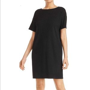 Eileen Fisher Womens Tencel Blend Ribbed Mini Dress Black Large/Petite